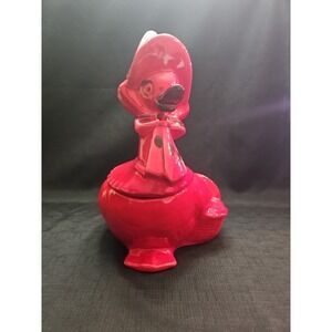 ❤️MINT Doranne? of California Mother Goose Cookie USA Jar Red Vintage 1960's